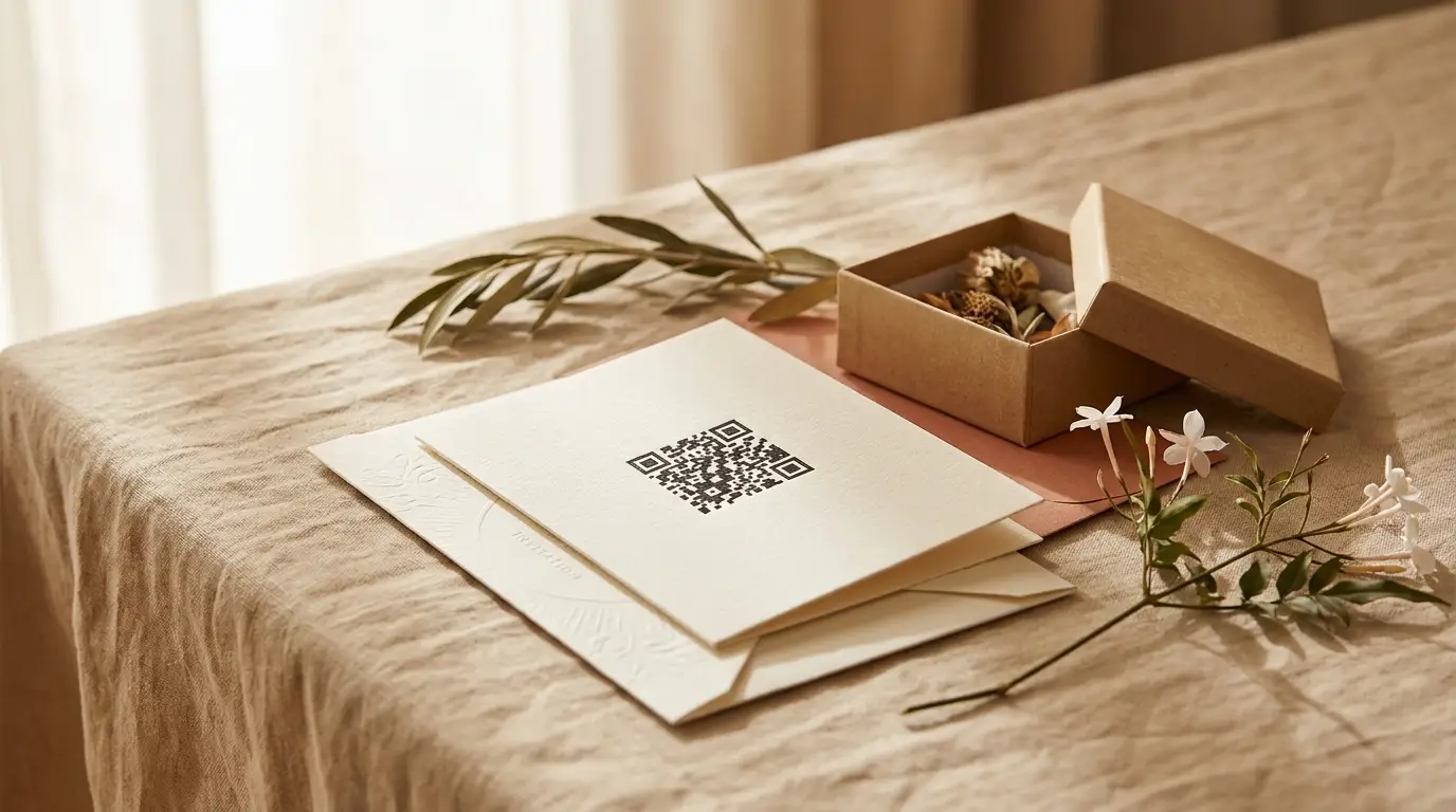 Printed QR cards in a keepsake box